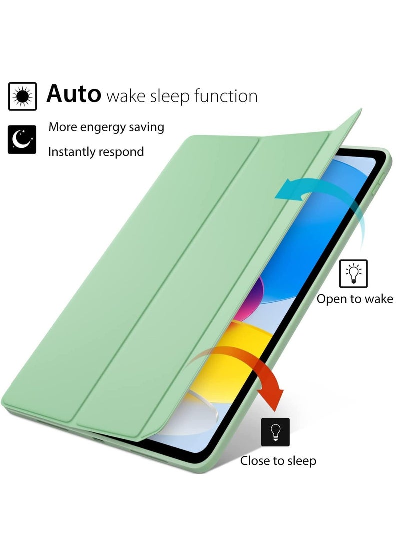 ELTRAZONE Smart Auto Wake/Sleep Cover with Built-in Pencil Holder - Trifold Case for Apple iPad 10th Generation (Model A2696 A2757) - Matcha Green - Image 4