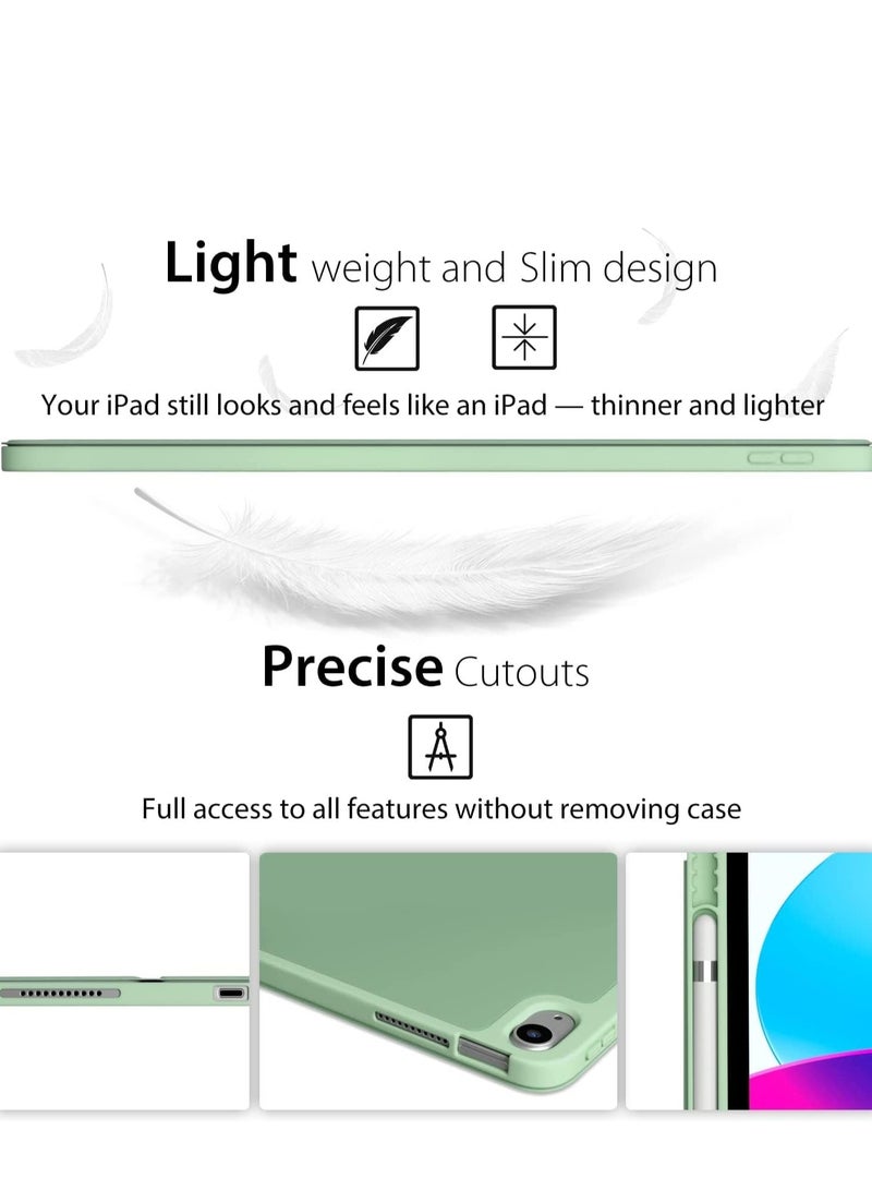 ELTRAZONE Smart Auto Wake/Sleep Cover with Built-in Pencil Holder - Trifold Case for Apple iPad 10th Generation (Model A2696 A2757) - Matcha Green - Image 3