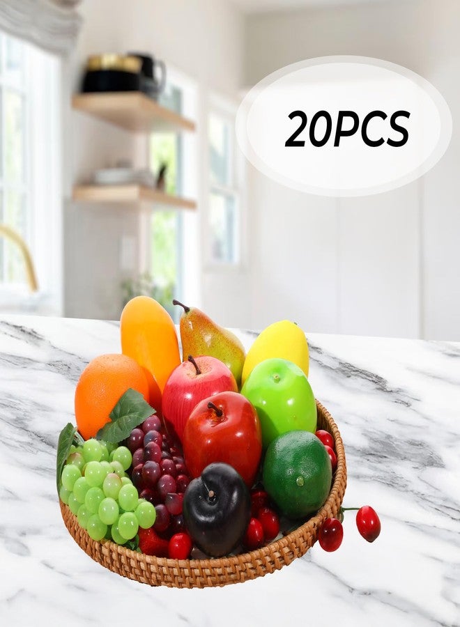 HaiFafafaing 20 Pcs Artificial Fruit Pack Look Real Frutas Fake Fruit Decorativas Realistic Table Display Simulation for Decoration Home Kitchen Fake Strawberry Apple Grapes Mixture Fruits - Image 3