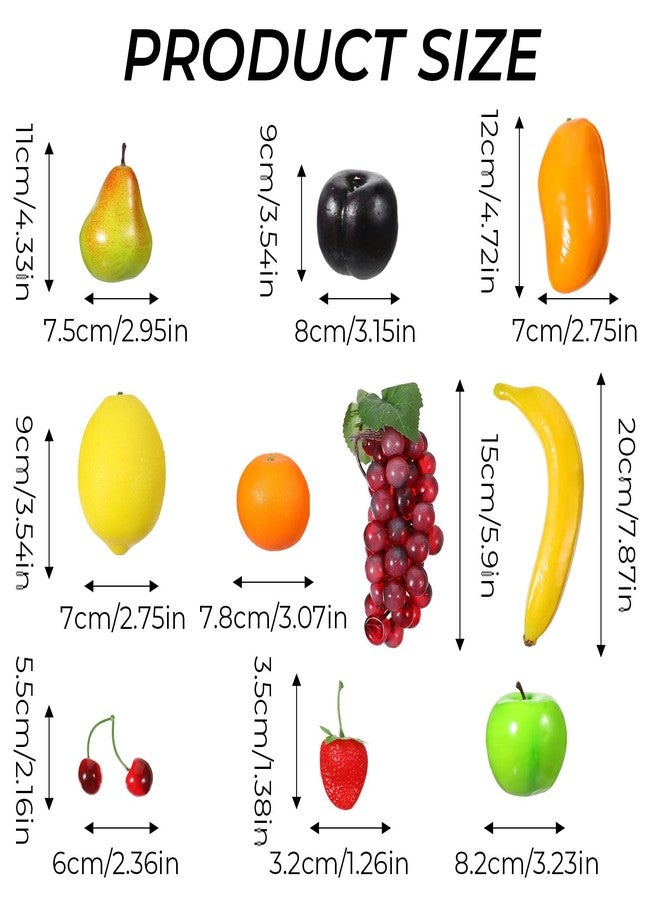 HaiFafafaing 20 Pcs Artificial Fruit Pack Look Real Frutas Fake Fruit Decorativas Realistic Table Display Simulation for Decoration Home Kitchen Fake Strawberry Apple Grapes Mixture Fruits - Image 2