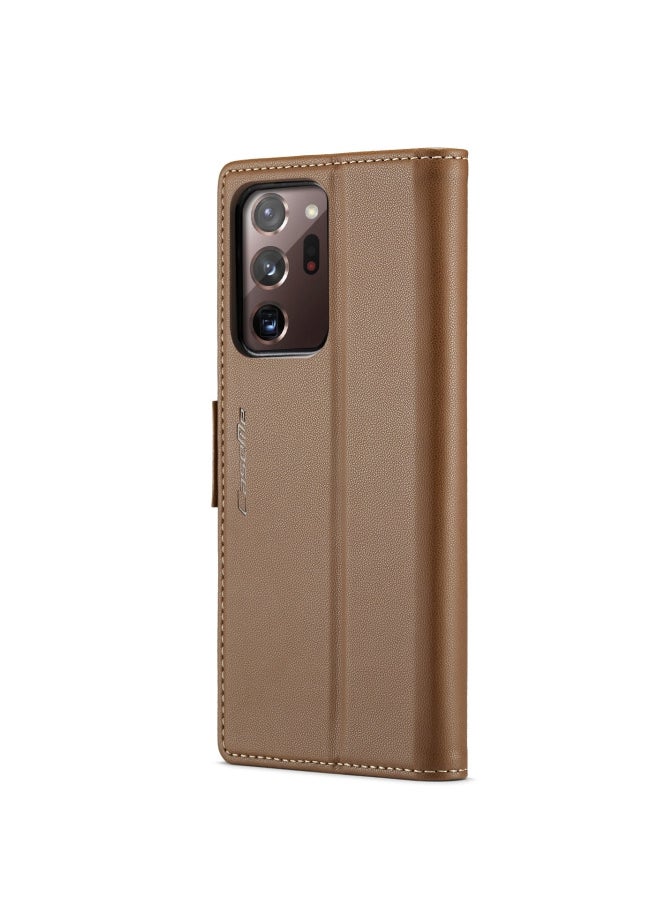 CaseMe Flip Wallet Case For Samsung Galaxy Note 20 Ultra [RFID Blocking] PU Leather Wallet Flip Folio Case with Card Holder Kickstand Shockproof Phone Cover (Brown)  - Image 3