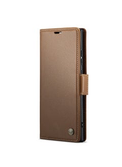 CaseMe Flip Wallet Case For Samsung Galaxy Note 20 Ultra [RFID Blocking] PU Leather Wallet Flip Folio Case with Card Holder Kickstand Shockproof Phone Cover (Brown)  - Image 2
