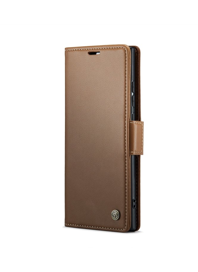 CaseMe Flip Wallet Case For Samsung Galaxy Note 20 Ultra [RFID Blocking] PU Leather Wallet Flip Folio Case with Card Holder Kickstand Shockproof Phone Cover (Brown)  - Image 2