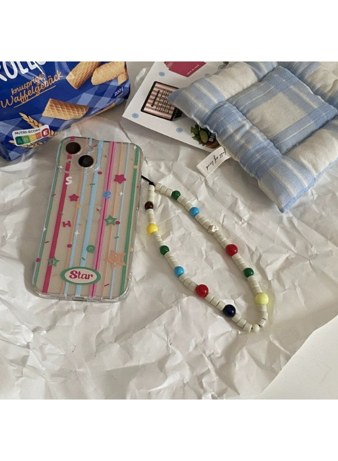 NIBEMINENT Phone Charm/ Chain Strap for Women Girls, Fashion Retro Beige Cell Phone Case Lanyard Wrist Strap