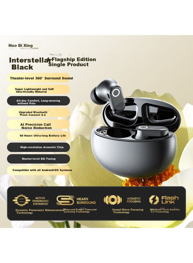 No Must Work Nuobixing J16Pro Wireless Bluetooth Earphones, New Semi-In Sports Running Wireless Noise-Cancelling Calling High-Quality Long Battery Life Comfortable For Long-Term Wear, Compatible With Android And Apple, Black - Image 1