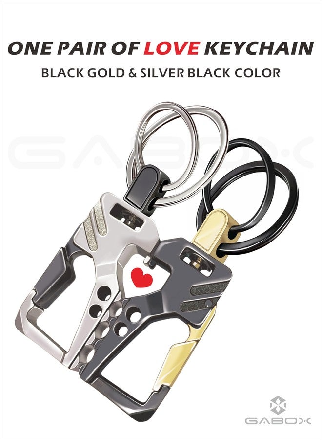 GABOX 2Pcs Keychain EDC Keyring Bottle Opener Auto Car Key Holder Tactical Carabiner Key Chain Clip Llaveros Porte-Clés - Image 2