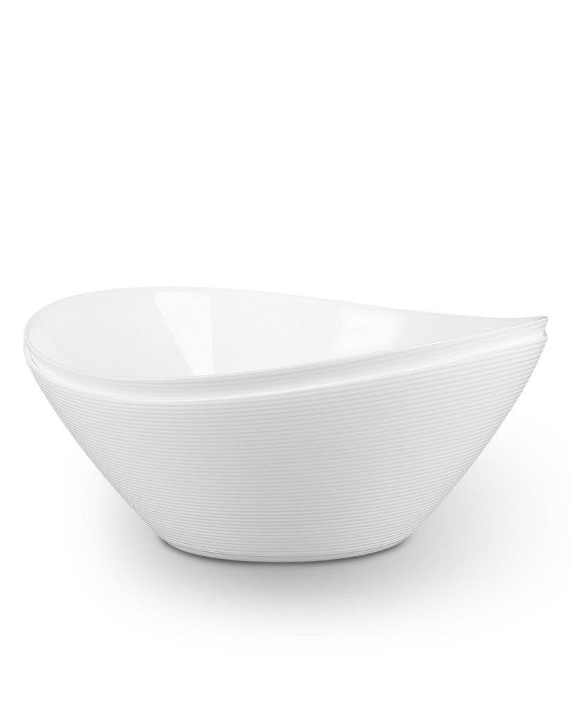 LaGlint 66 OZ Salad Bowl Set of 2, Opal Glass 10 inch Lightweight Serving Dishes for Salad, Fruit, Kitchen Microwave & Dishwasher Safe, Oval Shape White - Image 1