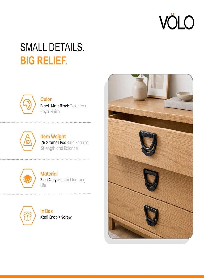 VOLO Cabinet Drawer Knobs - Versatile for Home, Kitchen, Office, and Hotel Doors (Model Kadi-52) (2, Black) - Image 5