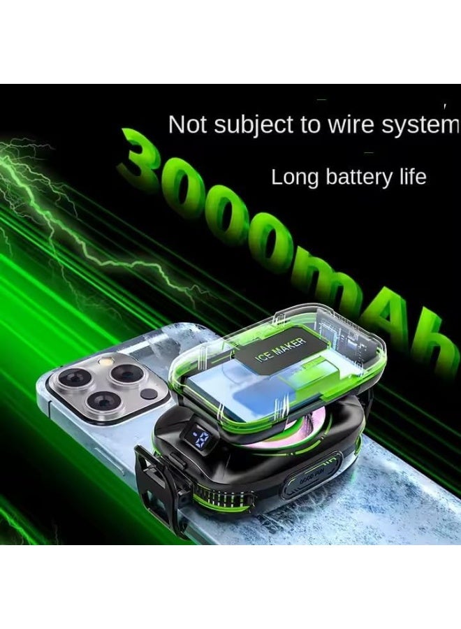 ELTRAZONE Generic Mobile Phone Semiconductor Cooler with 3000mAh Battery, Digital Temperature Display, Magnetic Wireless Charging, Black/Green - Image 5