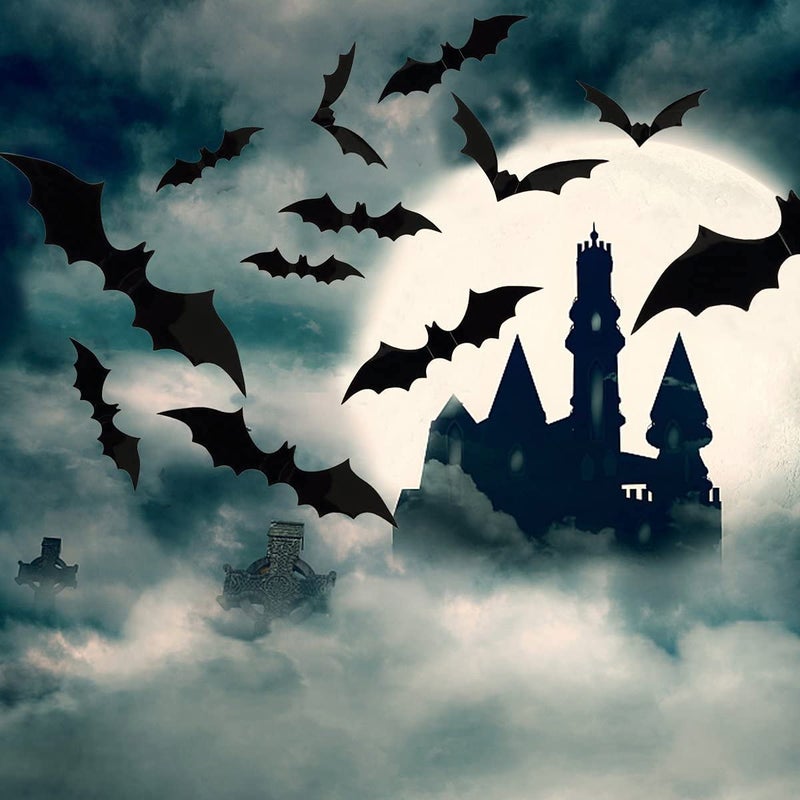 LeeSky User feedback upgraded quality Black Glitter Happy Halloween Banner and Bat Garland Bat Wall Decals, Happy Halloween Party Banner Decorations for Haunted Houses Halloween Home Indoor Mantle Decor Tight fitted parts - Image 4