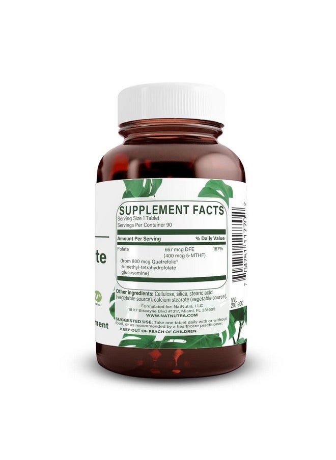 Natural Nutra Active Methyl (Methylated) Folate Supplement With Quatrefolic L5Mthf (Methyltetrahydrofolate) Vitamin B9 Mthfr 90 Vegan Tablets  - Image 3
