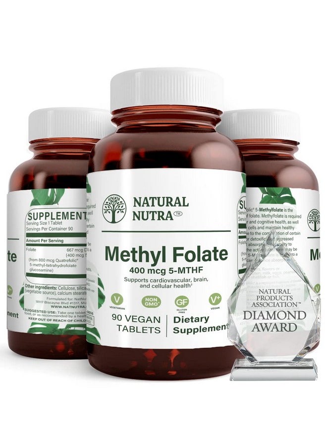 Natural Nutra Active Methyl (Methylated) Folate Supplement With Quatrefolic L5Mthf (Methyltetrahydrofolate) Vitamin B9 Mthfr 90 Vegan Tablets  - Image 1