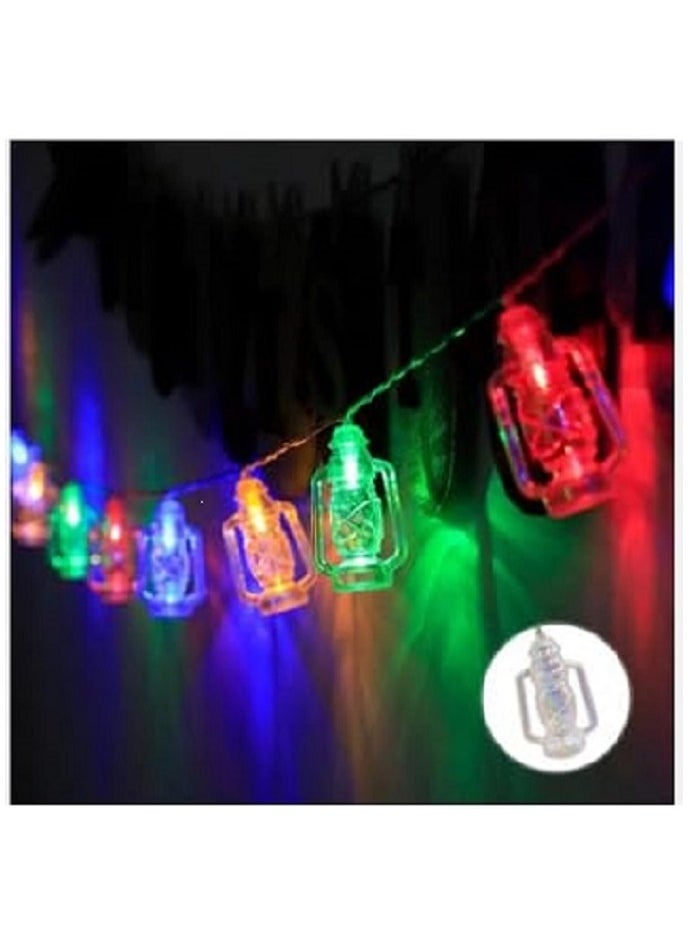 A string of decorative lamps with a Ramadan design, an LED lighting lantern with a Ramadan design, multi-colored