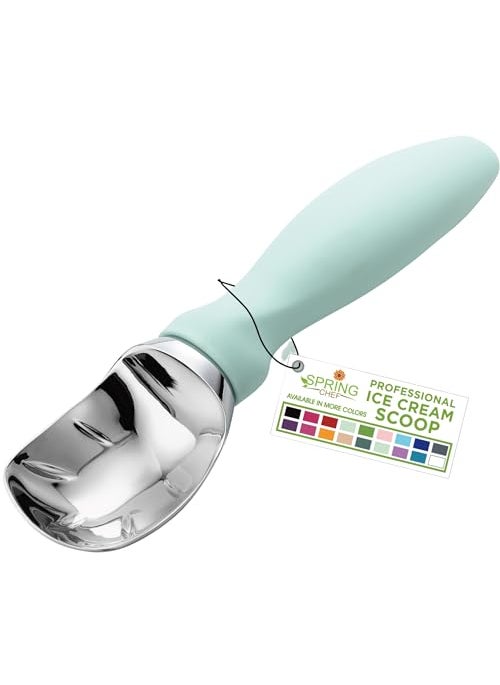 Spring Chef Spring Chef Heavy Duty Ice Cream Scoop with Comfortable Handle Professional Metal Ice Cream Scooper for Gelato Sorbet Cookie Dough Frozen Yogurt  Dishwasher Safe Kitchen Tool  Mint 
