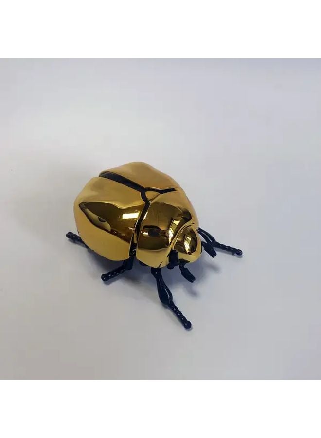 Golden Beetle Mechanical Spring Toy Movable Wings Insect Sculpture Home Garden Decor - Image 1