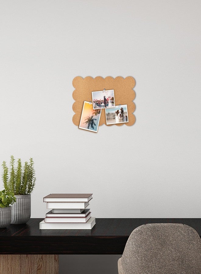 Aitakatta Scalloped Cork Tile Bulletin Board, 14.2x10.2 inches Small Cork Boards for Wall, 1/3" Thick Self-Adhesive Cork Tiles, Decorative Bulletin Board for School Office Home(BL-1p) - Image 5