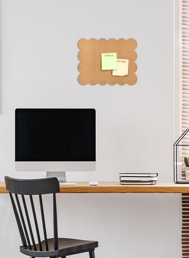 Aitakatta Scalloped Cork Tile Bulletin Board, 14.2x10.2 inches Small Cork Boards for Wall, 1/3" Thick Self-Adhesive Cork Tiles, Decorative Bulletin Board for School Office Home(BL-1p) - Image 4