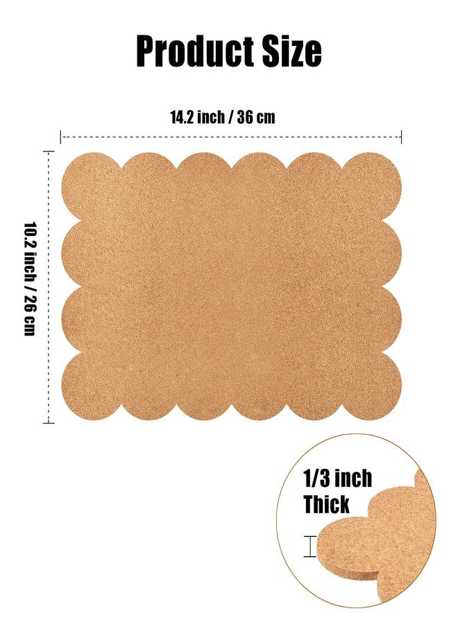 Aitakatta Scalloped Cork Tile Bulletin Board, 14.2x10.2 inches Small Cork Boards for Wall, 1/3" Thick Self-Adhesive Cork Tiles, Decorative Bulletin Board for School Office Home(BL-1p) - Image 2