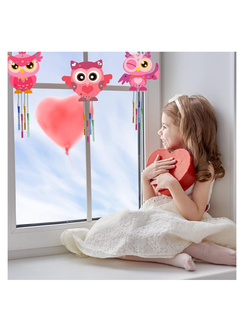 6 Sets Owl Wooden Wind Chimes Kits Kids DIY Windchimes for Graduation Arts Crafts Garden Home Decoration Kids DIY Woodland Animal Windchimes Wildlife Kids to Paint and Hang - Image 2