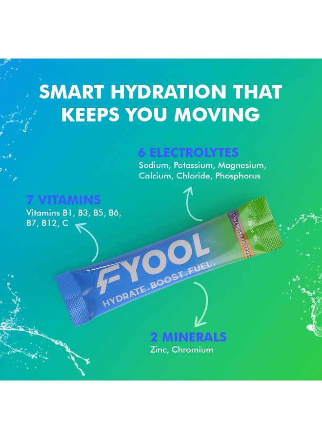 Fyool Hydration Electrolyte Powder| Electrolytes + Vitamins & Minerals | Zero Sugar & Calories | Energy Boost | Gluten-Free | Travel Essentials | Mango Passion Fruit Flavor | Pack of 2 - Image 5