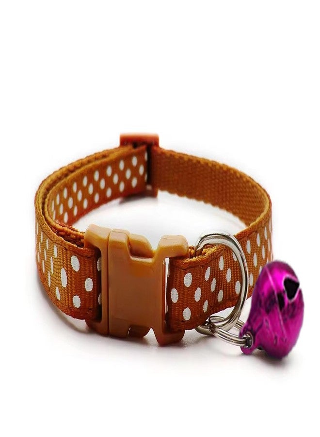 Litvibes Cat & Puppy Collar with Bell,Kitten & Small Dogs Soft Adjustable,Safe,Solid & Protective Breakaway for Cats & Puppies,Cute Kitty Neckband with Dots Print-(Brown) - Image 1
