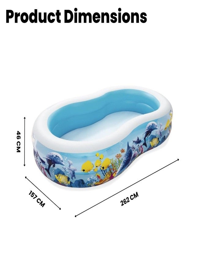 KinderTales® Large Family Swimming Pool – Inflatable PVC Pool with 2 Rings, Soft Walls, I-Beam Construction, Quick Drain Plug & Repair Patch, 544L Capacity, Kids 3+ Years - Image 2