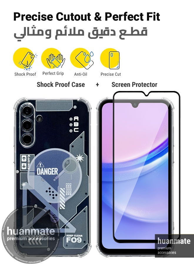 huanmate 2 in 1 Samsung Galaxy A15 Protection Pack - Ultra Clear Shockproof Case & Edge-to-Edge Screen Protector, 360 Degree Protection, Back Cover & Screen Protector for Samsung Galaxy A15 - Image 2