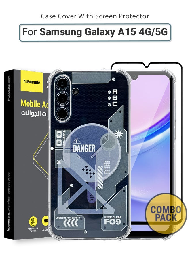 huanmate 2 in 1 Samsung Galaxy A15 Protection Pack - Ultra Clear Shockproof Case & Edge-to-Edge Screen Protector, 360 Degree Protection, Back Cover & Screen Protector for Samsung Galaxy A15 - Image 1