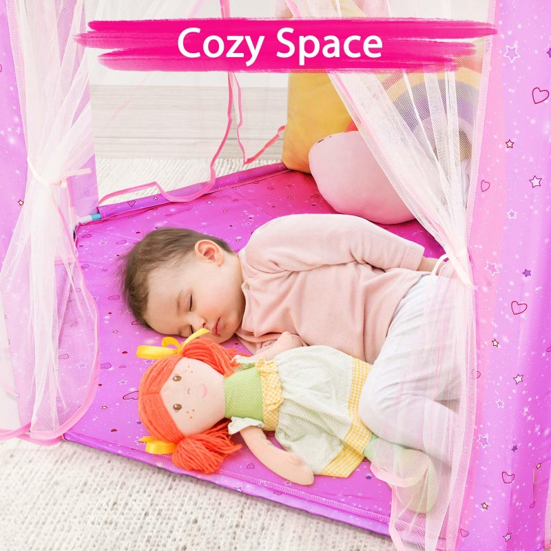 Monobeach Princess Tent Girls Unicorn Large Playhouse Kids Castle Play Tent with Star Lights Gift Toy for Children Indoor and Outdoor Games, 55'' x 53'' (DxH) - Image 5
