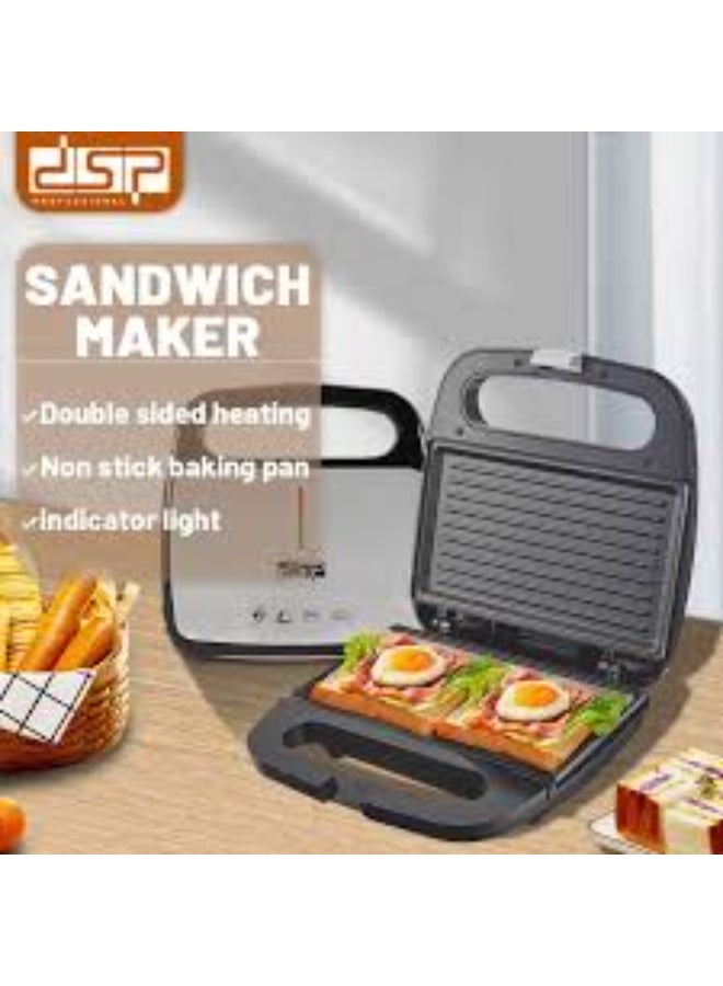 دي اس بي صانعة سندويشات DSP - ألواح طهي غير لاصقة 800 واط، وظيفة الألواح، التحكم في درجة الحرارة، سطح خارجي بارد الملمس، مؤشر ضوئي للاستعداد للطهي، غطاء قابل للقفل، صانعة سندويشات، سطح غير لاصق KC1170 - Image 2