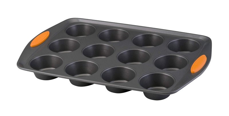 Rachael Ray 12-Cup Muffin Pan Color: Orange Grips - Image 3