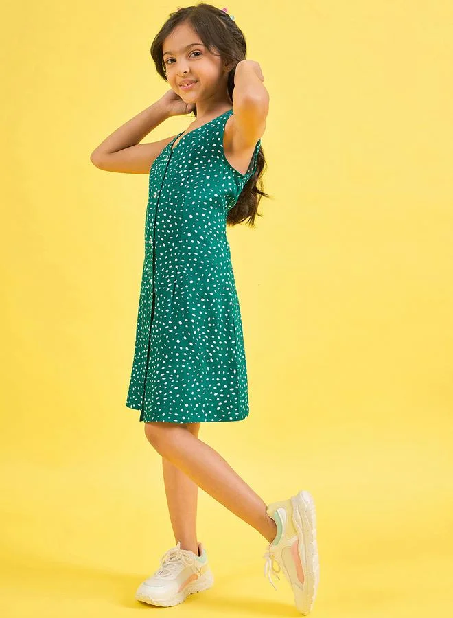 Stylo Bug Spot Print V Neck Casual Dress by Styli