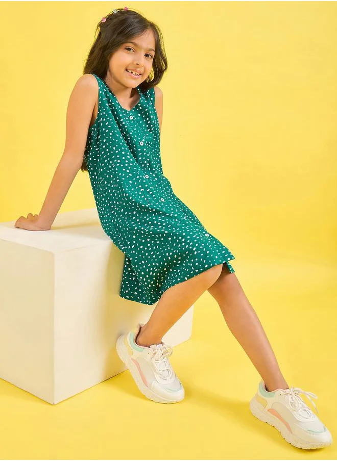 ستايلو بج Spot Print V Neck Casual Dress by Styli