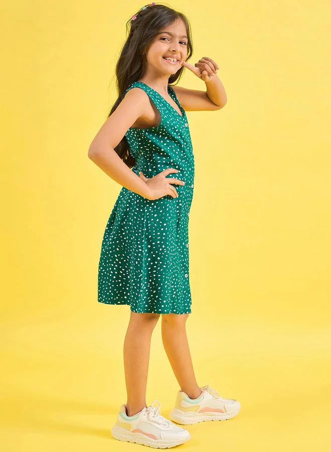 Stylo Bug Spot Print V Neck Casual Dress by Styli