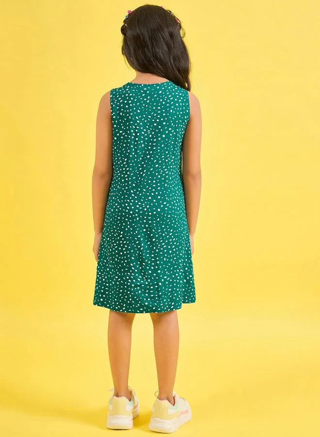 Stylo Bug Spot Print V Neck Casual Dress by Styli