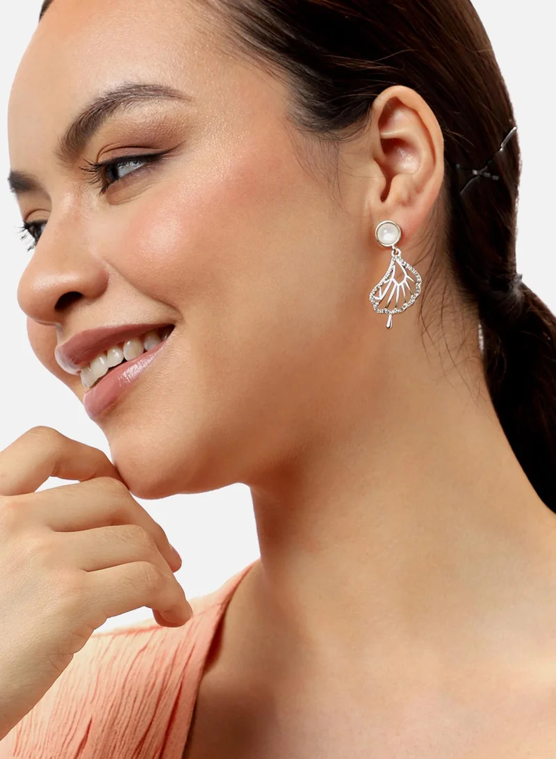 سوهي قرط متدلي من الحجر واللؤلؤ مطلي بالذهب