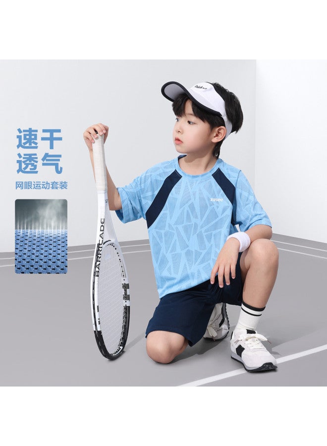 Zuoxi Kids' Outfit Summer Boys & Girls Breathable Mesh Quick-dry Two-piece Sportswear Trendy Activewear For Big Kids - Image 3