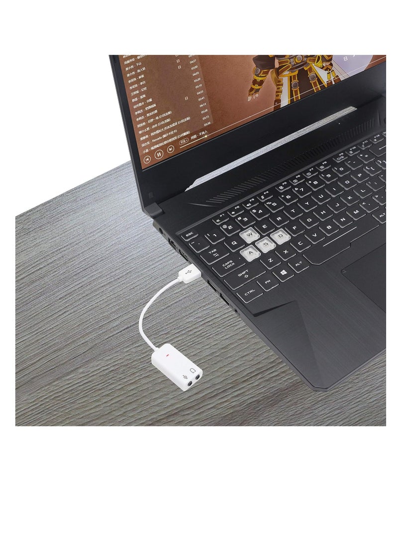 Generic - 7.1 USB External Sound Card Audio Adapter  USB2.0 to 3.5MM Audio Output Microphone Input Converter Plug and Play for Windows/Vista/Win7/Linux/WinCE/Android/Mac-White - Image 1