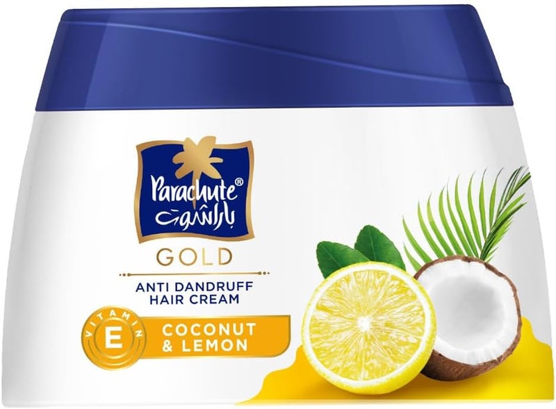 Parachute Gold Anti Dandruff Hair Cream with Coconut & Lemon - 140ml for Smooth, Soft, and Conditioned Hair - Image 1