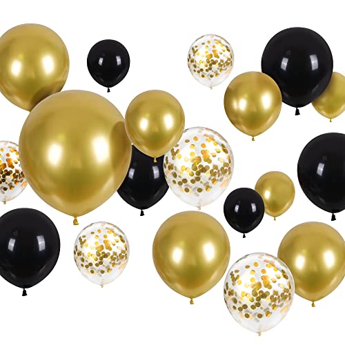 CANREVEL 120pcs Black and Gold Balloons Confetti Metallic Black Gold Latex Balloons Garland kit for Birthday Graduation Wedding Anniversaries Bachelorette Party Decorations - Image 1