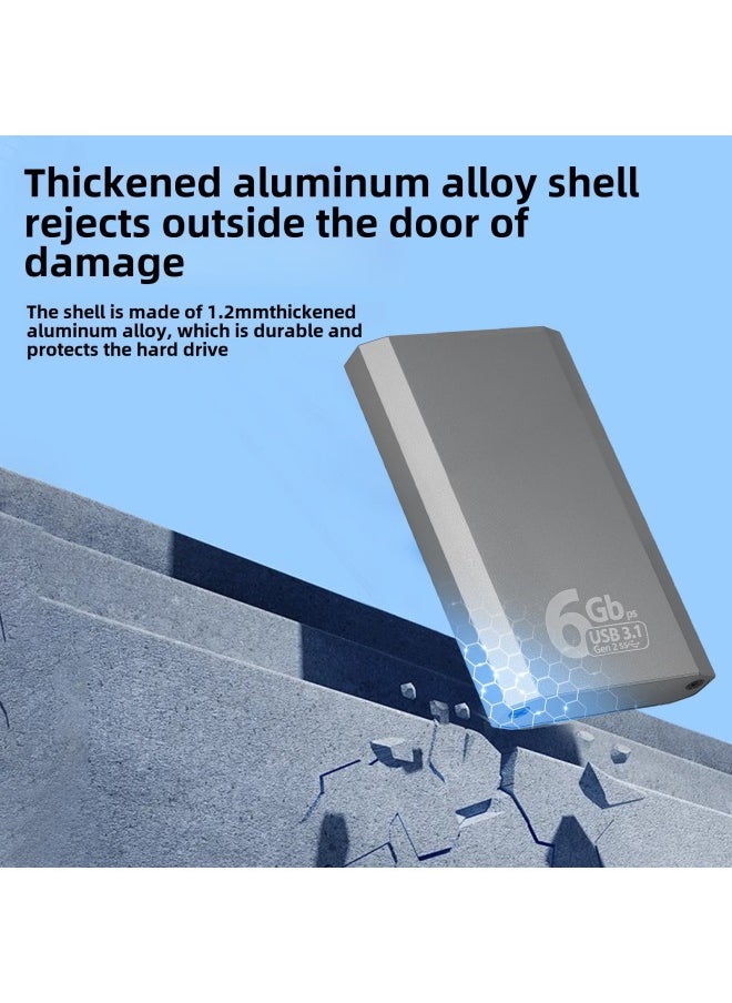 Generic MSATA Solid State Hard Disk Box Type C Aluminum Alloy Mini USB3.1 External Hard Disk Box 6Gbps High Speed Transmission-Color:Gray  - Image 3