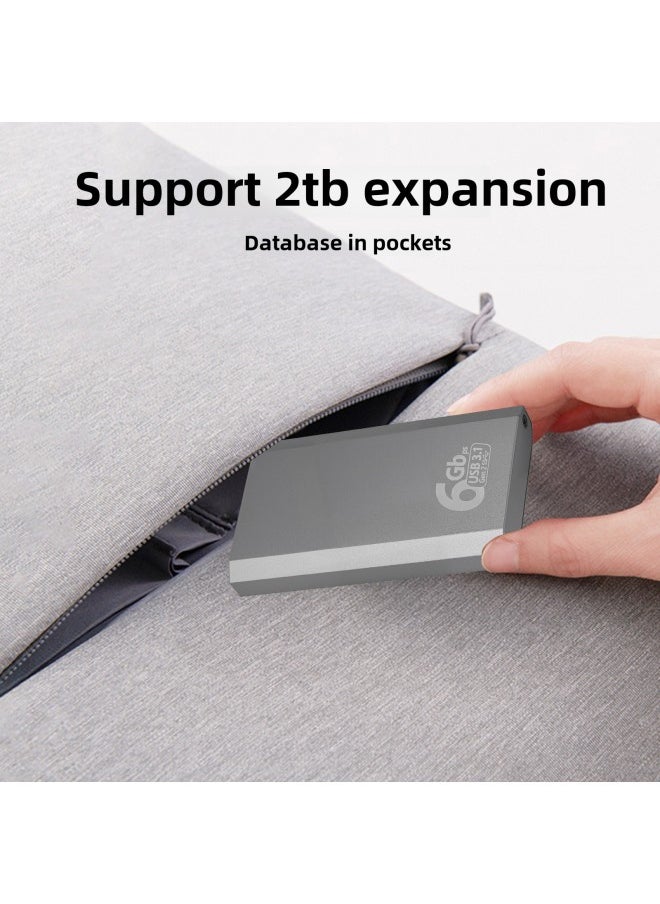 Generic MSATA Solid State Hard Disk Box Type C Aluminum Alloy Mini USB3.1 External Hard Disk Box 6Gbps High Speed Transmission-Color:Gray  - Image 4