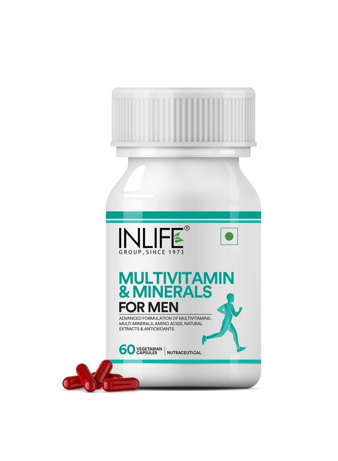 INLIFE متعدد الفيتامينات للرجال مع البيوتين والجينسنغ والأشواغاندا والزنك والمغنيسيوم وفيتامين D3 وB12 والمعادن والأحماض الأمينية ومضادات الأكسدة - 60 كبسولة (عبوة من 1، 60) - Image 1