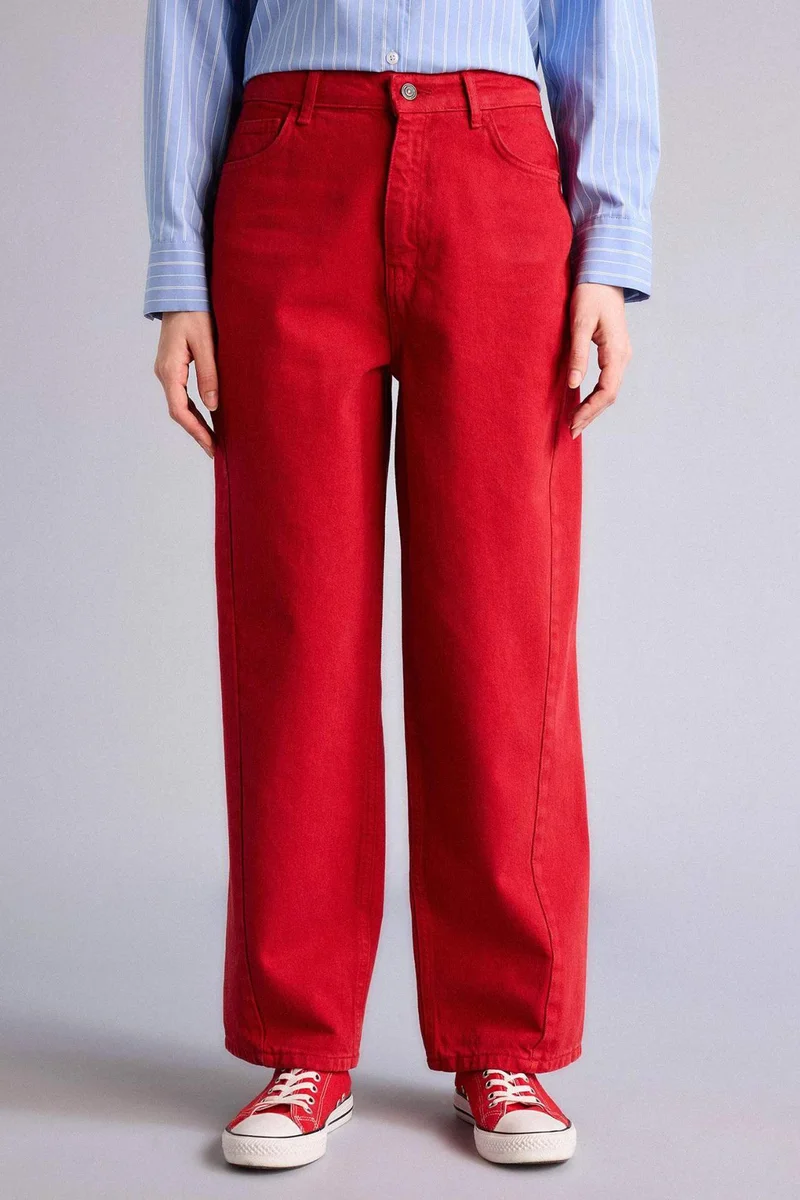 DeFacto 100% Cotton Baggy Fit Regular Waist Gabardine Trousers