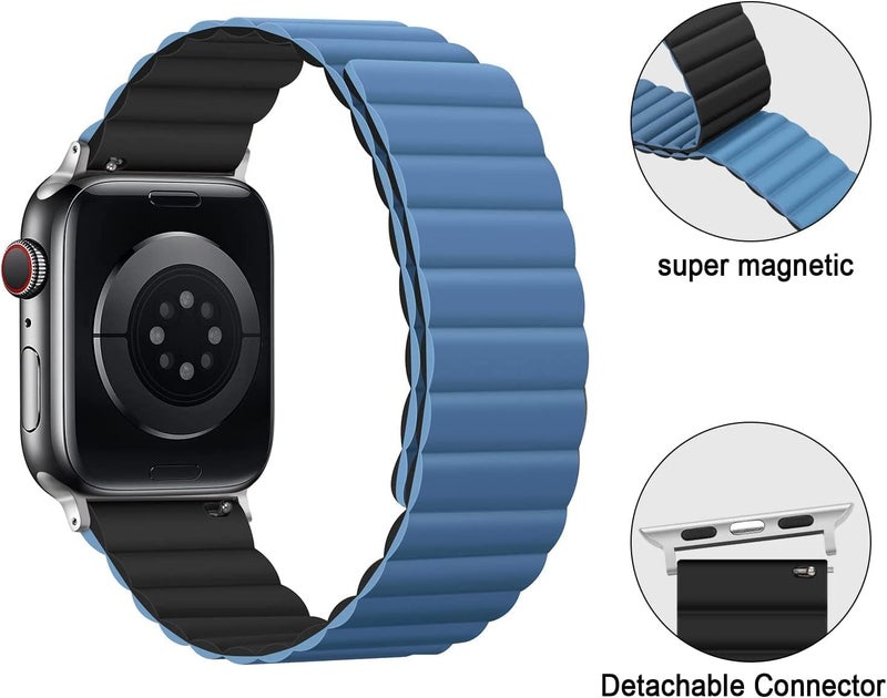 دادو حزام ساعة سيليكون مغناطيسي من متوافق مع Apple Watch Series 10 | Ultra 2 | 9 | 8 Ultra | 8 | 7 | 6 | SE، مقاس 49/46/45/44 مم، سوار ناعم بإغلاق مغناطيسي - Image 2