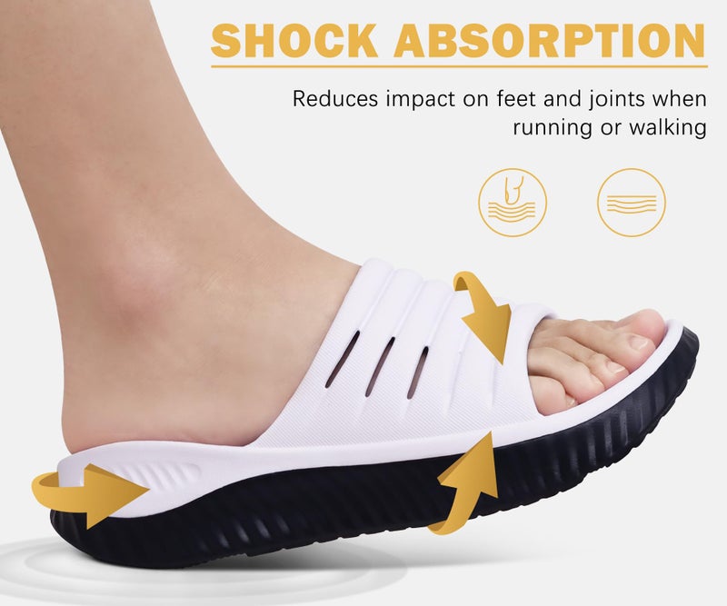 KuaiLu Womens Recovery Sandals Comfortable Plantar Fasciitis Arch Support Ladies Orthopedic Open Toe Slip On Running Sport Walking Slides Thick Athletic Cushion Slippers Summer Sliders White Size 9 - Image 5
