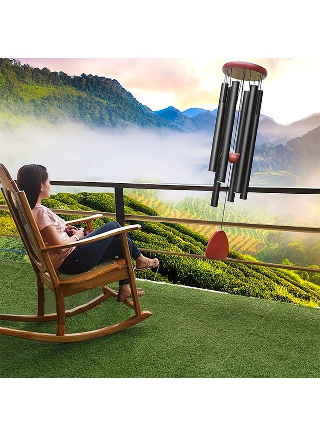 هومستر 37 بوصة صوت عميق جرس الرياح -ألومنيوم أسود حديقة وطنية في الهواء الطلق بنغمة غنية -هدية مثالية للأم، الأقارب، الجيران، مثالية لحفل الزفاف، عيد الميلاد، المنزل، والاستخدام العام، لا طاقة مطلوبة، سهلة للتعلق - Image 1