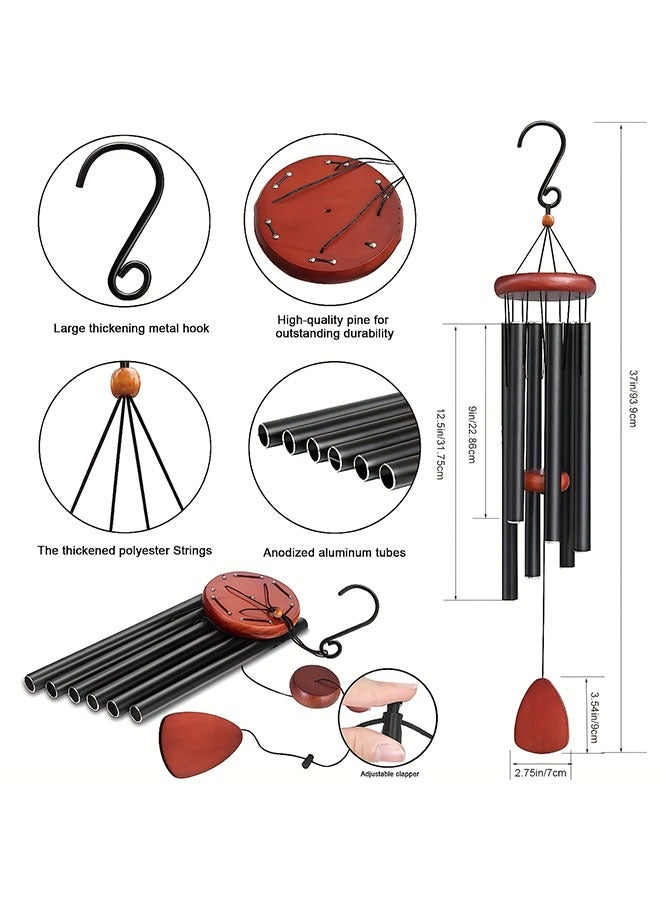 هومستر 37 بوصة صوت عميق جرس الرياح -ألومنيوم أسود حديقة وطنية في الهواء الطلق بنغمة غنية -هدية مثالية للأم، الأقارب، الجيران، مثالية لحفل الزفاف، عيد الميلاد، المنزل، والاستخدام العام، لا طاقة مطلوبة، سهلة للتعلق - Image 2
