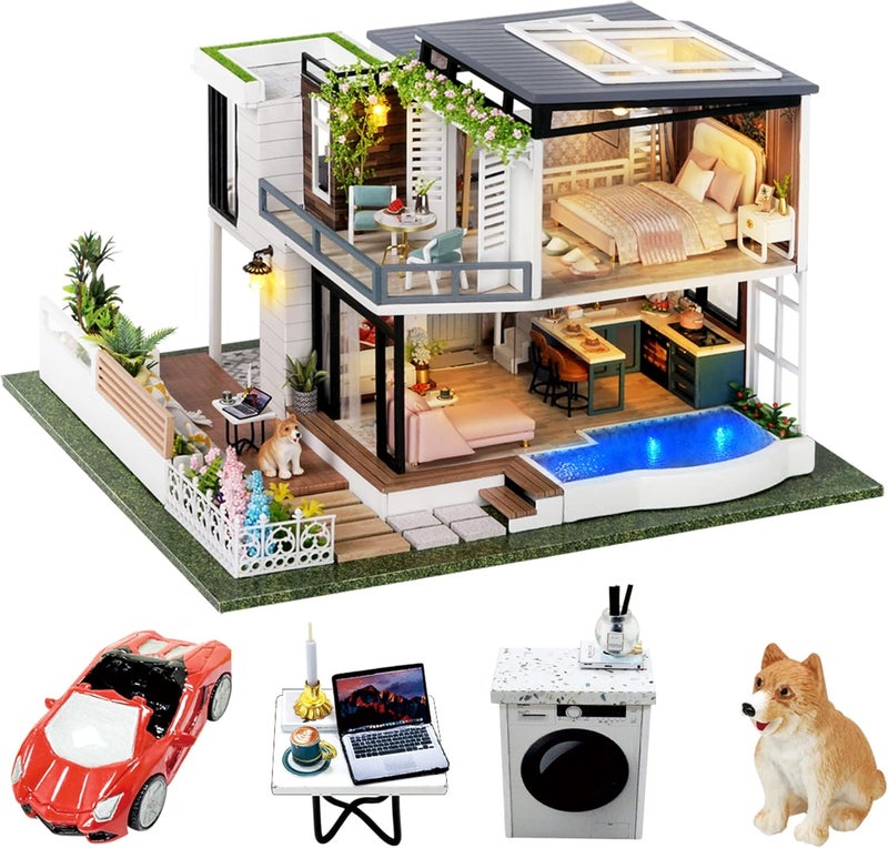Spilay DIY Miniature House Kit for Adults, Miniature Dollhouse Kit | With Music Box & Dust Cover, Wooden Craft Building Set for Bookshelf Decor, Home Display & Creative Gifts for DIY Lovers - Image 1