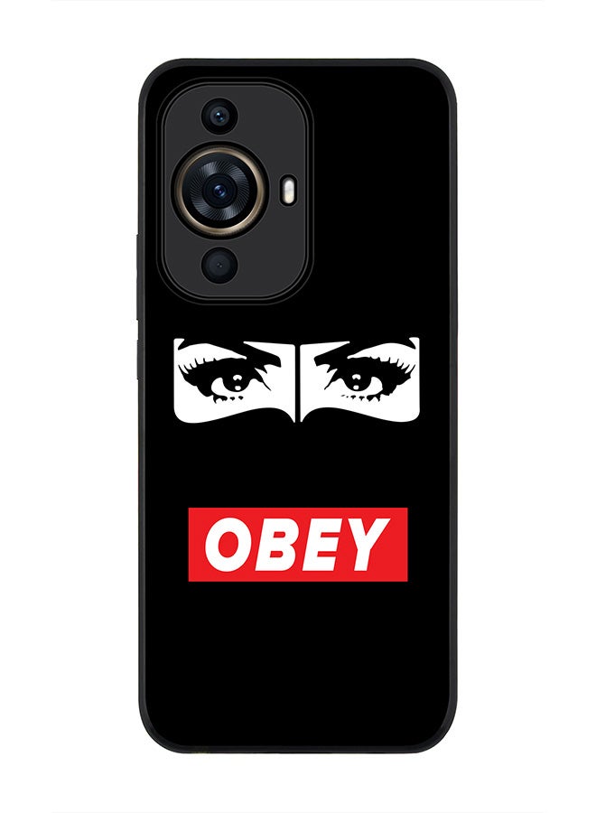 Stylizedd Rugged Black Edge case for Huawei nova 11 Pro, Slim fit Soft Case Flexible Rubber Edges Anti Drop TPU Gel Thin Cover - Obey Habibti - Image 1